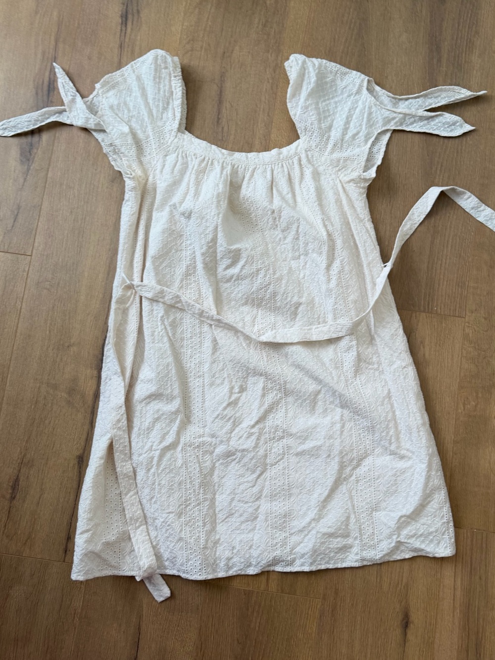 Universal Thread White Tie-Shoulder Eyelet Mini Dress